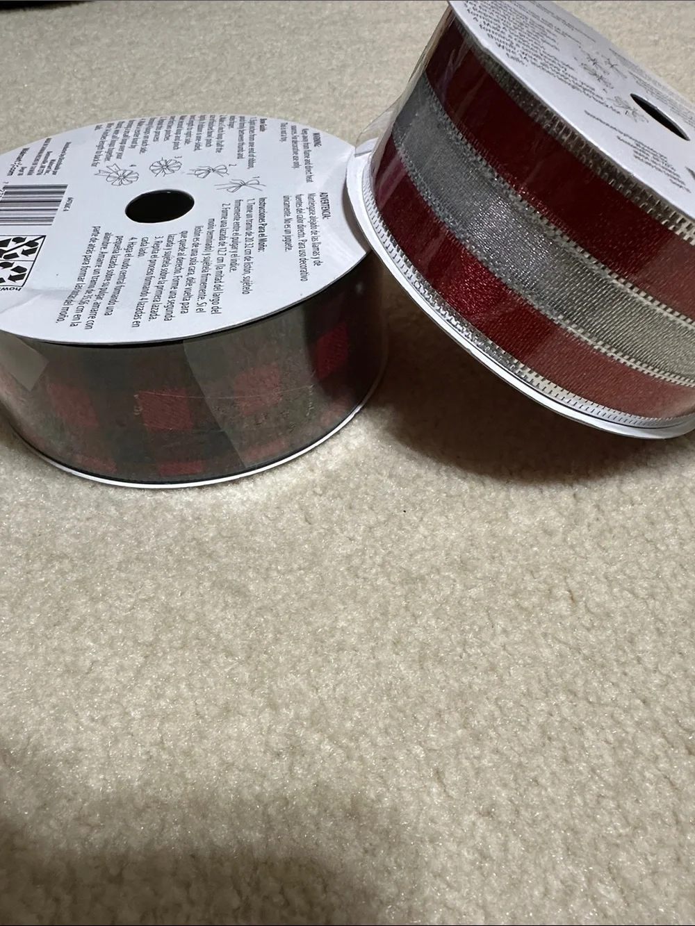 Holiday Time 2in Ribbon Spools - Red Tops with Multi-Color Ribbon